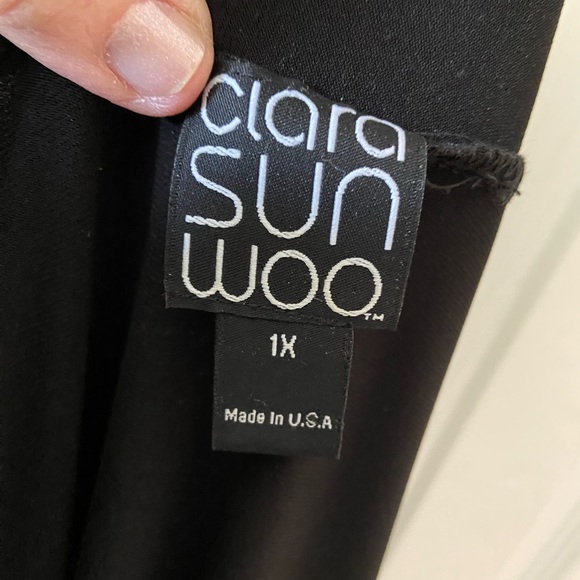 NWOT~Rich Black Open Front Waterfall Cardigan by Clara Sun Woo - Picture 2 of 6